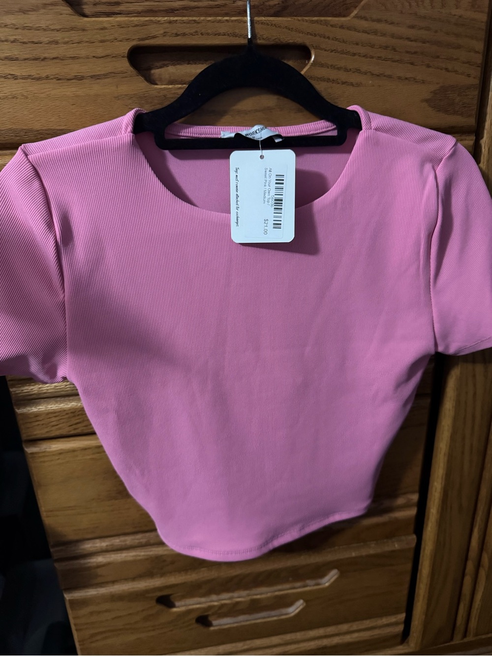 Workshop Republic Clothing Pink Ribbed Crop Top